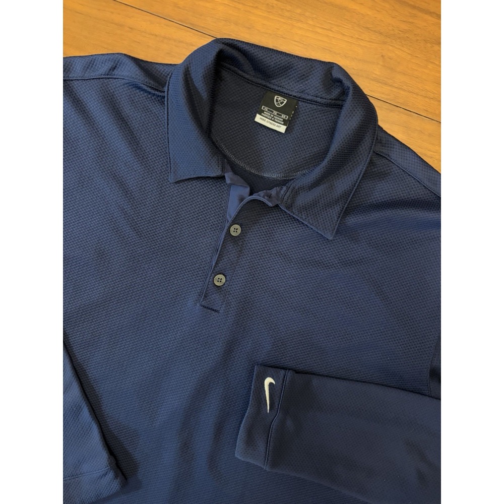 Vintage Nike Golf Sphere Dry Polo Shirt Mens L/XL Navy Long Sleeve Collared Y2K